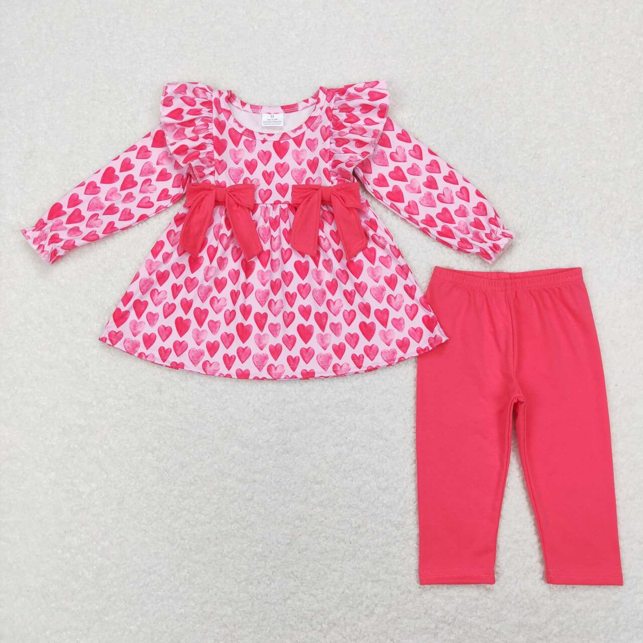 Pink Heart Print Sisters Valentine's Day Matching Clothes