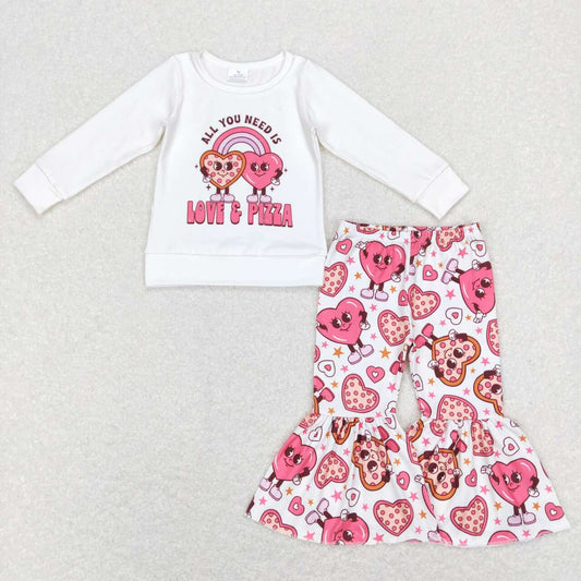 GLP1119 All You Need Is Live & Pizza Girls Valentine's Clothes Set