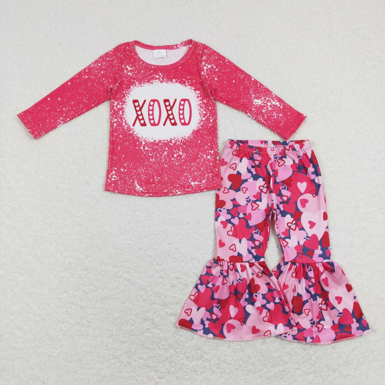 GLP1131 XOXO Heart Print Girls Valentine's Clothes Set