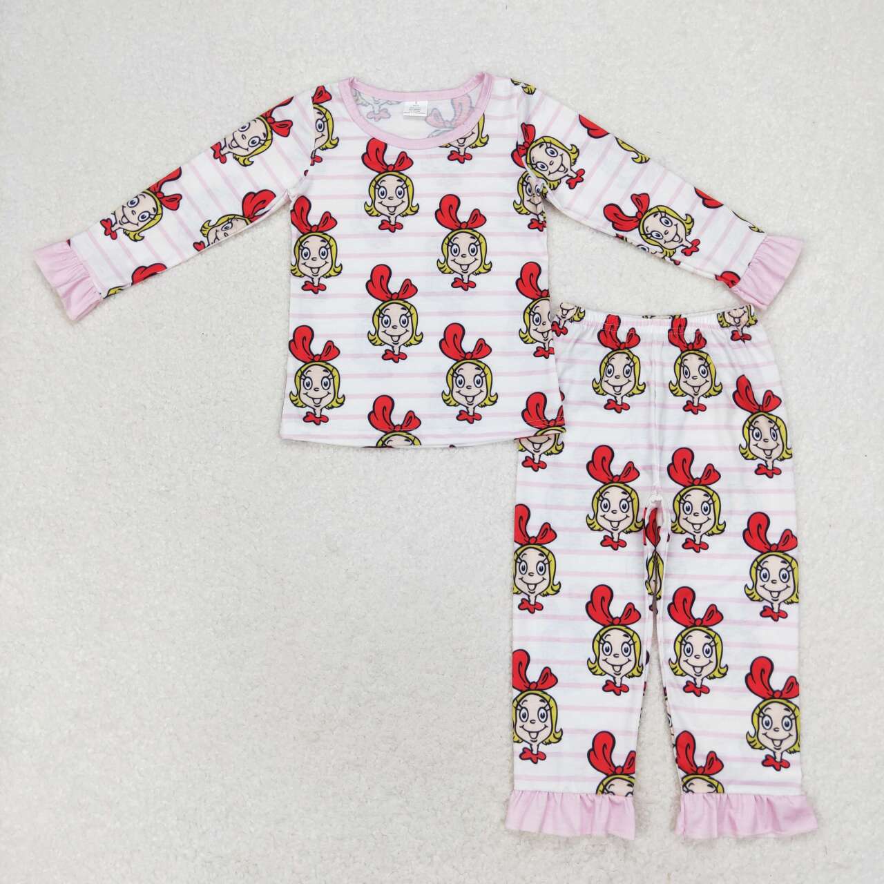 GLP1193 Christmas Girl Pink Print Girls Bamboo Pajamas Clothes Set