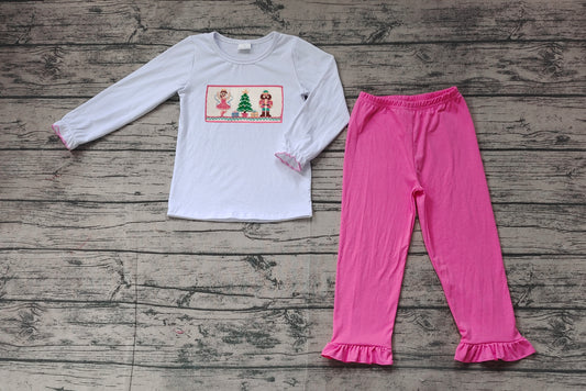 (Pre-order)GLP1236 Christmas Tree Top Pink Pants Girls Christmas Clothes Set
