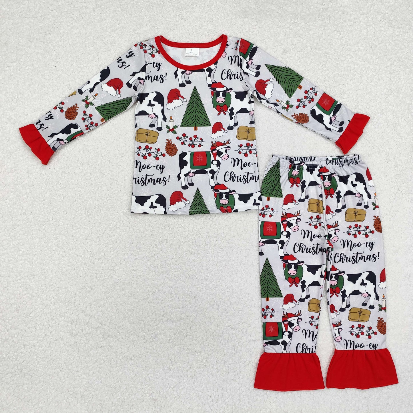 GLP1243 Moo~Cow Print Girls Christmas Pajamas Clothes Set