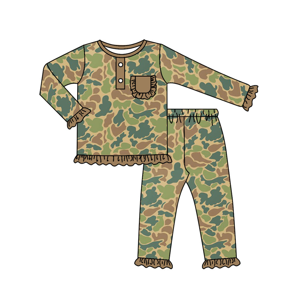 (Pre-order)GLP1354 Camo Print Girls Fall Pajamas Clothes Set