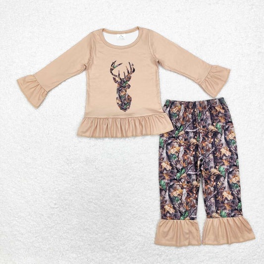 GLP1408 Deer Top Camo Pants Girls Fall Clothes Set