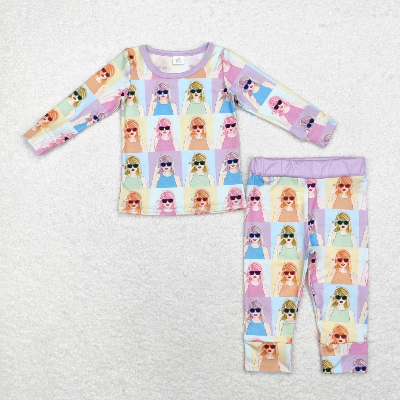 GLP1426 Singer Swiftie Print Girls Fall Bamboo Pajamas Clothes Set