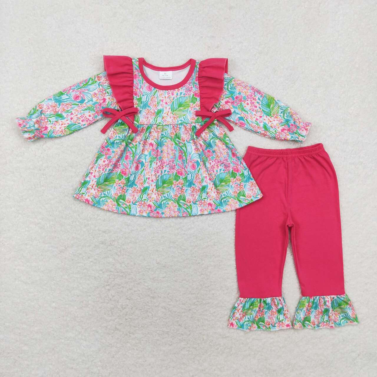 Hotpink Flowers Print Sisters Fall Matching Clothes