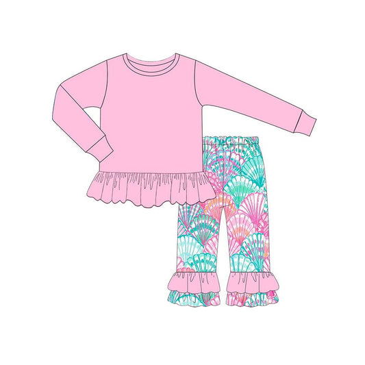 (Pre-order)GLP1460 Pink Top Shell Pants Girls Fall Clothes Set