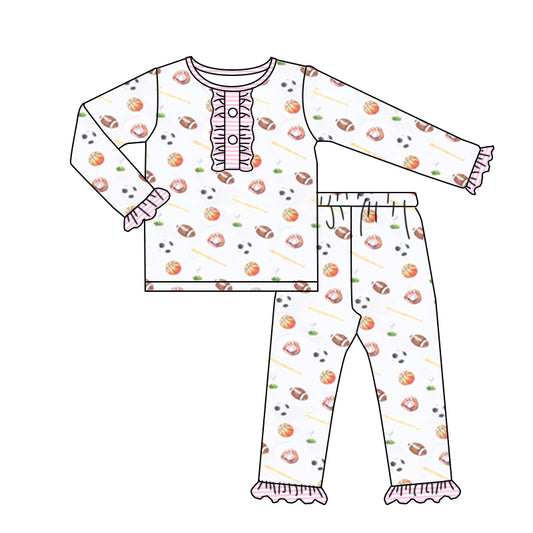 (Pre-order)GLP1466 Ball Pants Girls Fall Pajamas Clothes Set