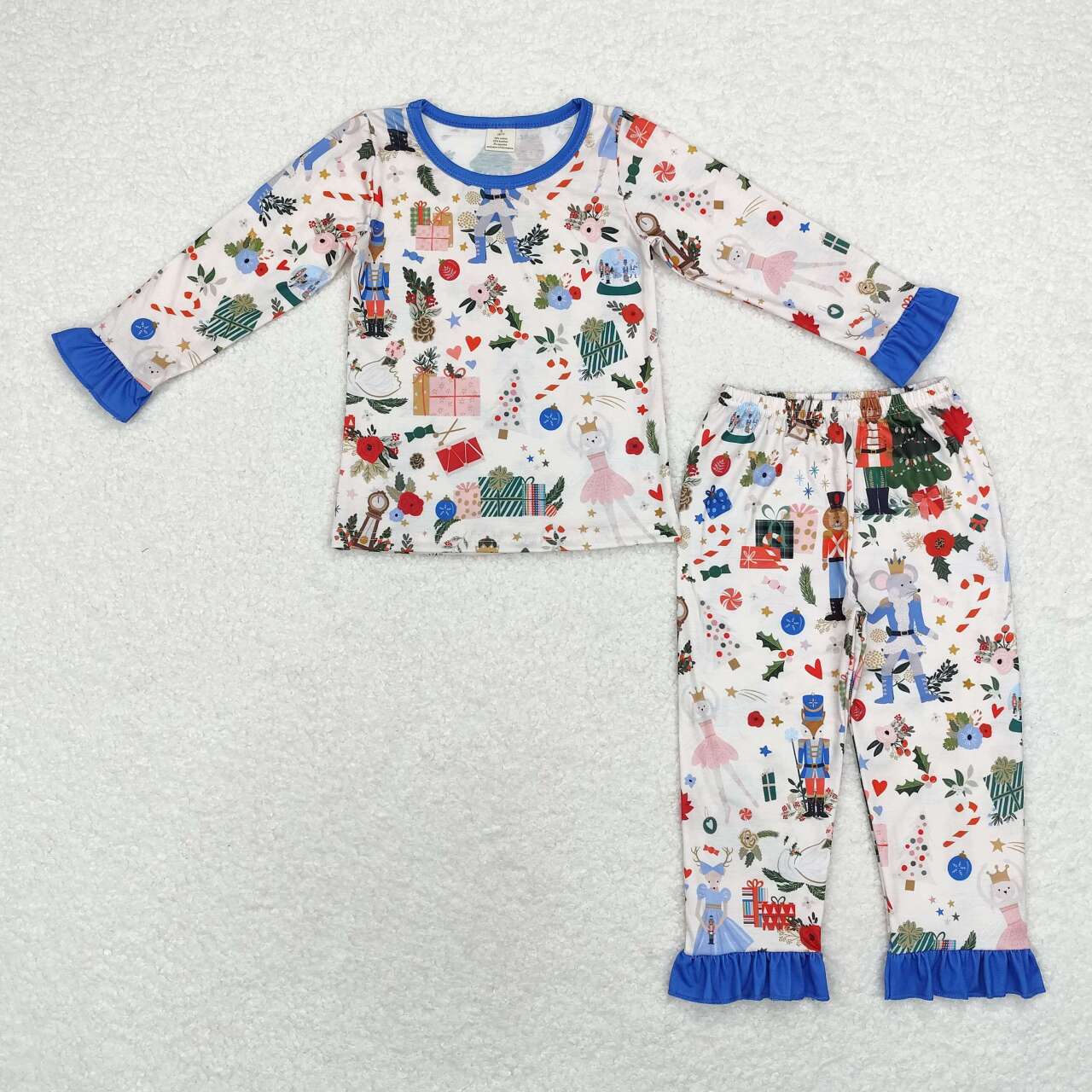 GLP1475 Nutcracker Print Girls Christmas Bamboo Pajamas Clothes Set