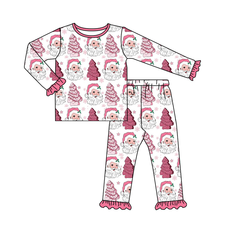 (Pre-order)GLP1501 Santa Debbie Cake Print Girls Christmas Pajamas Clothes Set