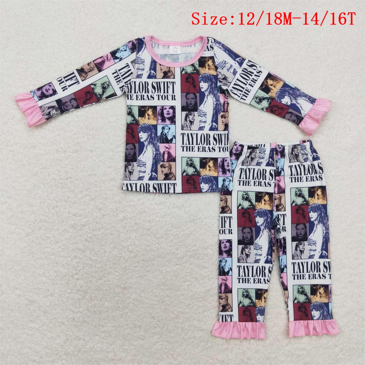 GLP1516 Singer Swiftie Print Girls Fall Bamboo Pajamas Clothes Set