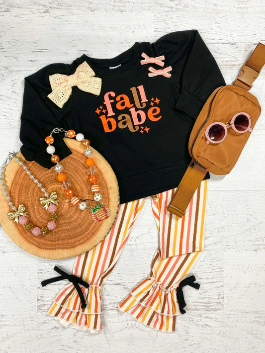 (Pre-order)GLP1591 Fall Babe Top Stripes Pants Girls Fall Clothes Set