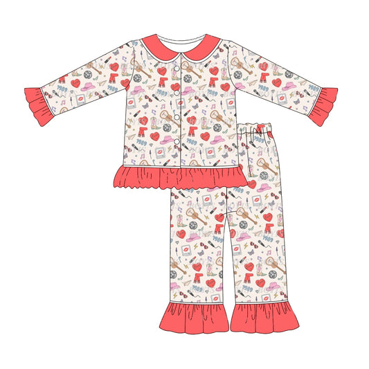 (Pre-order)GLP1797 Singer Swiftie 1989 Print Girls Fall Buttons Pajamas Clothes Set