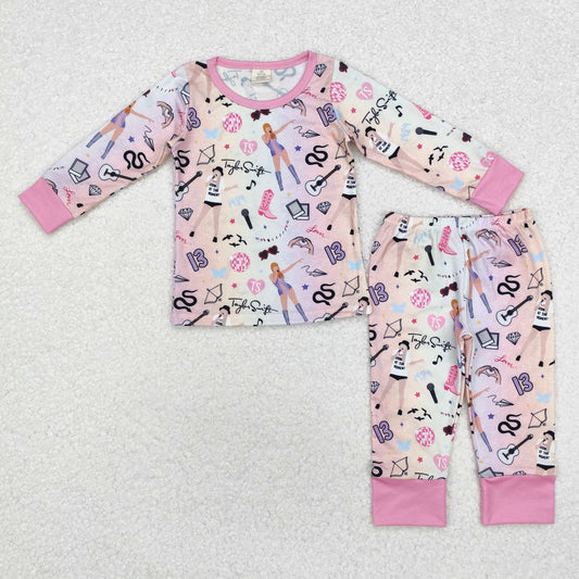 GLP1844 Singer Swiftie Print Girls Fall Bamboo Pajamas Clothes Set