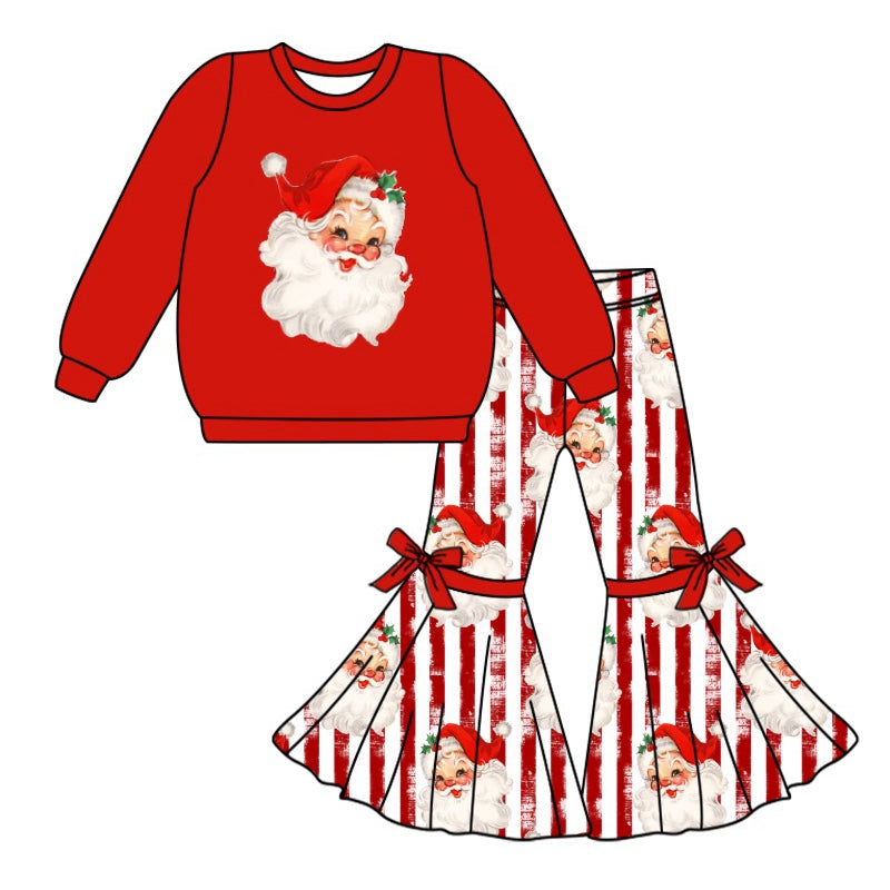 (Pre-order)GLP1946 Santa Red Bell Pants Girls Christmas Clothes Set