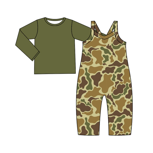 (Pre-order)GLP2010 Green Top Camo Jumpsuit Girls Fall Clothes Set