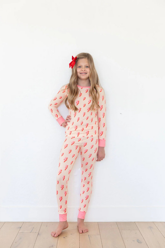 (Pre-order)GLP2012 Flash Pink Print Girls Fall Pajamas Clothes Set