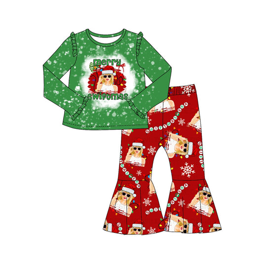 (Pre-order)GLP2027 Singer Swiftie Lights Print Bell Pants Girls Christmas Clothes Set