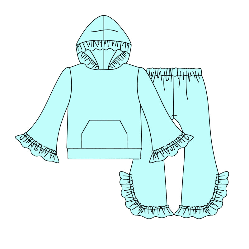 (Pre-order)GLP2057  Aqua Color Girls Fall Hoodie Clothes Set