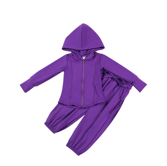 (Pre-order)GLP2079  Purple Color Girls Fall Hoodie Clothes Set