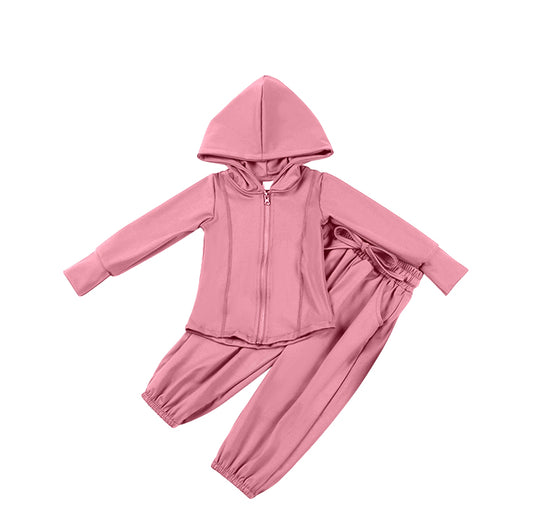 (Pre-order)GLP2080  Pink Color Girls Fall Hoodie Clothes Set