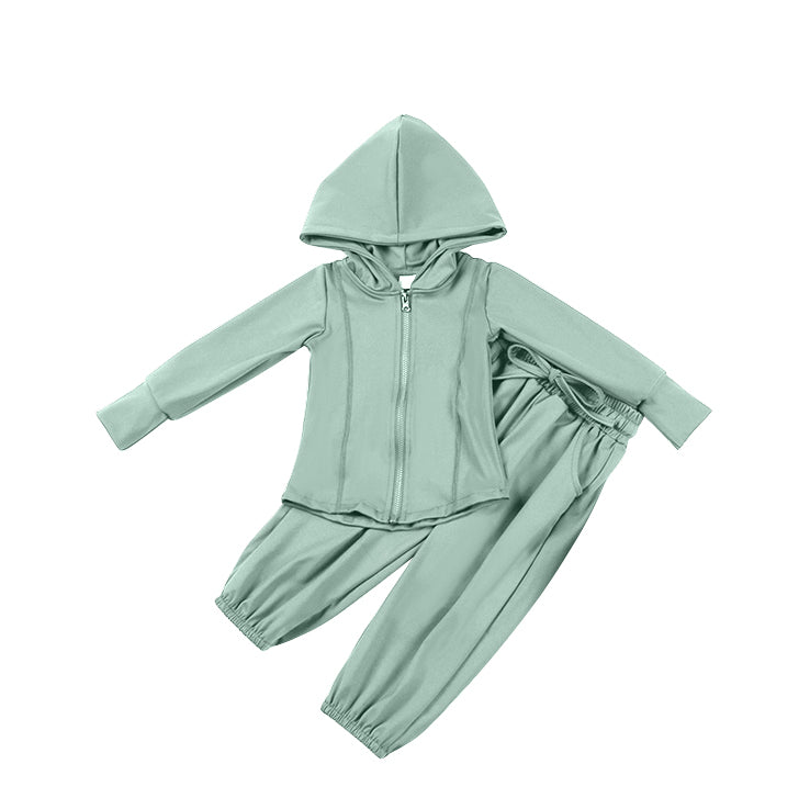 (Pre-order)GLP2083  Green Color Girls Fall Hoodie Clothes Set