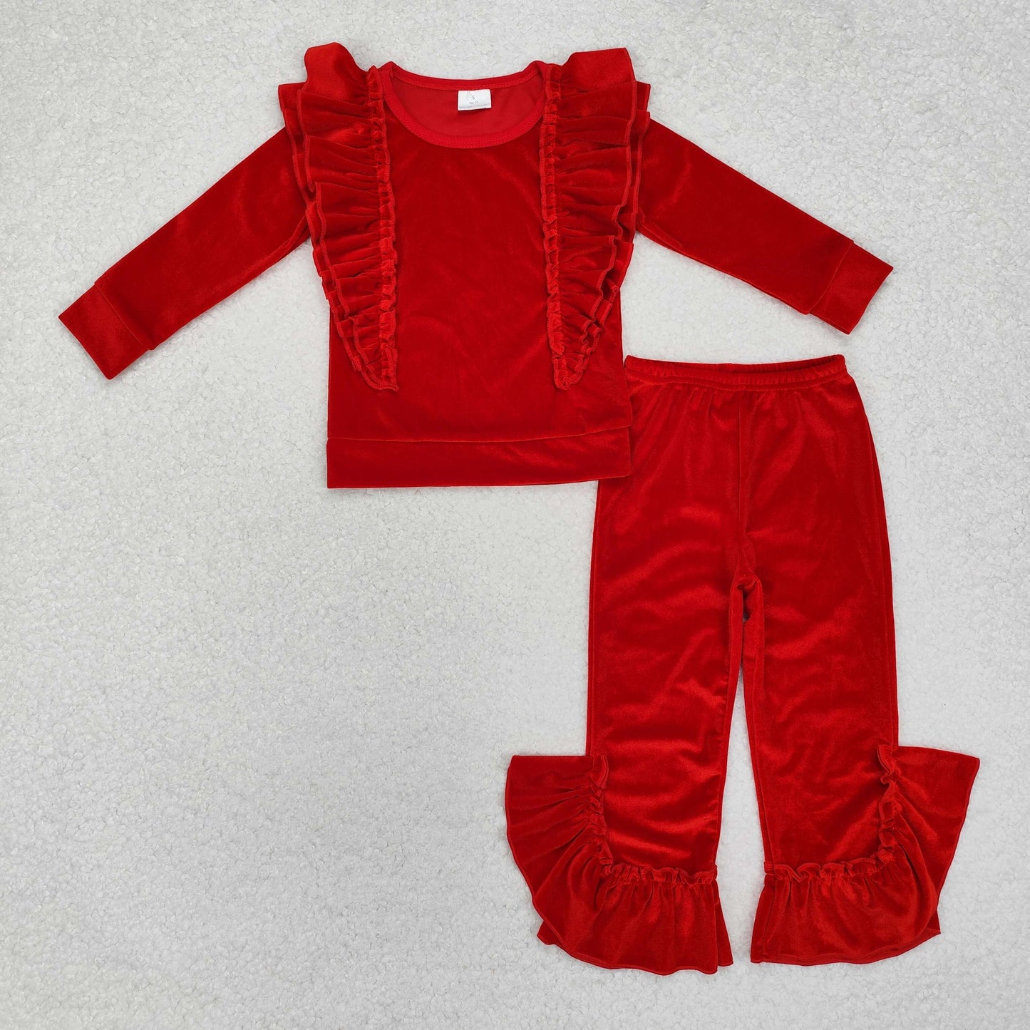 GLP2164 Red Color Velvet Girls Christmas Clothes Set