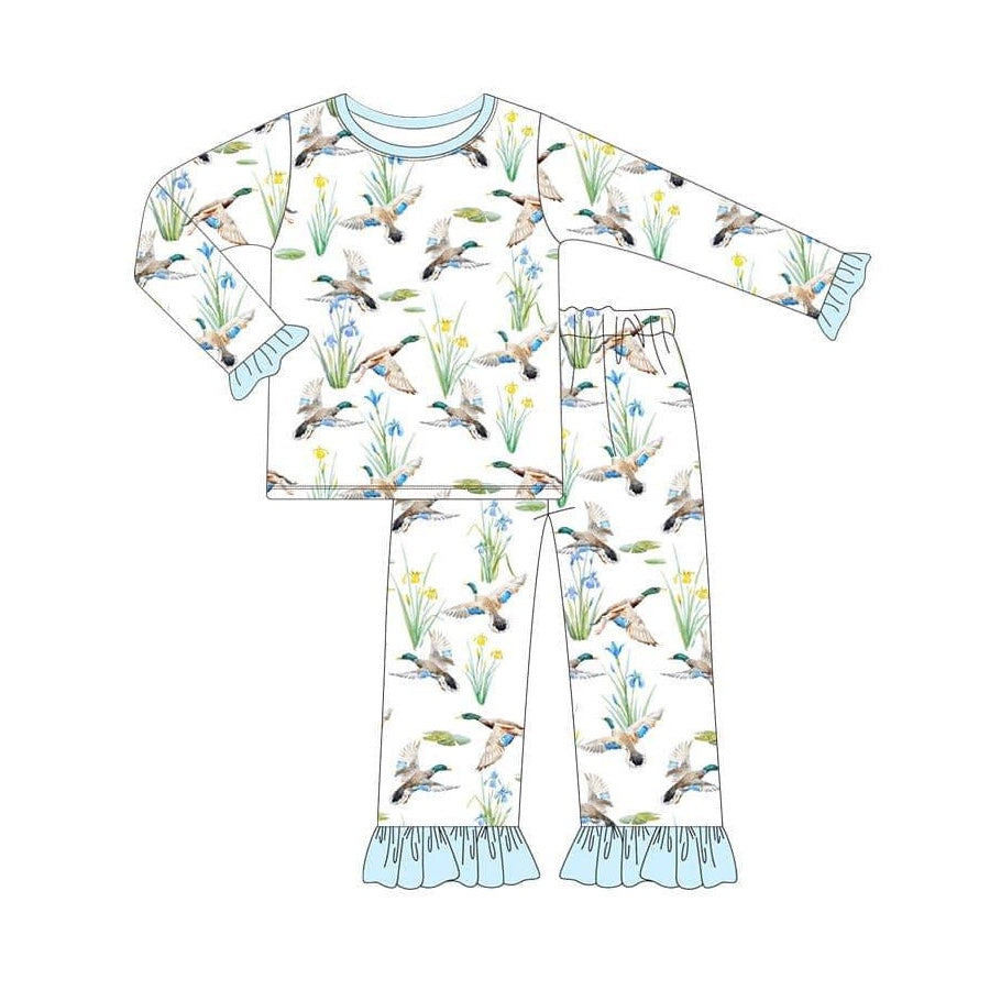 (Pre-order)GLP2181 Duck Print Girls Pajamas Clothes Set