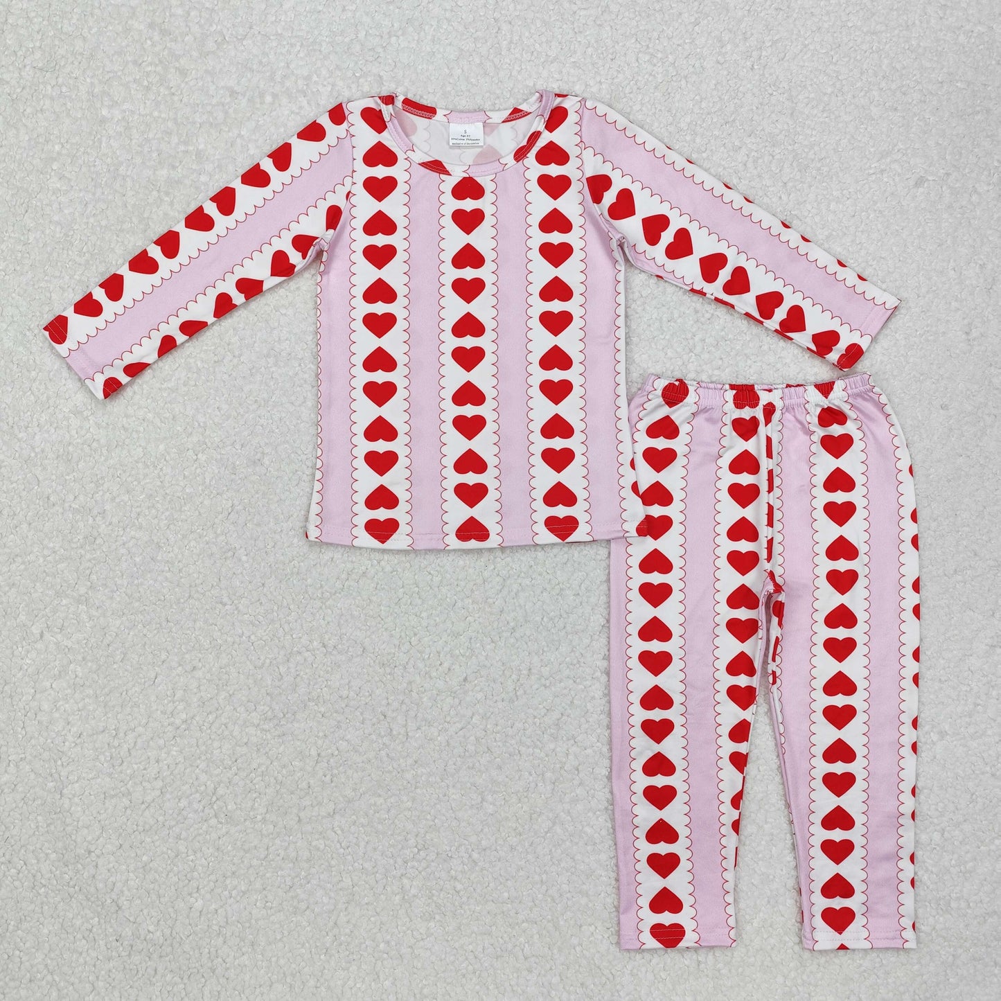 GLP2191 Heart Print Girls Valentine's Day Pajamas Clothes Set