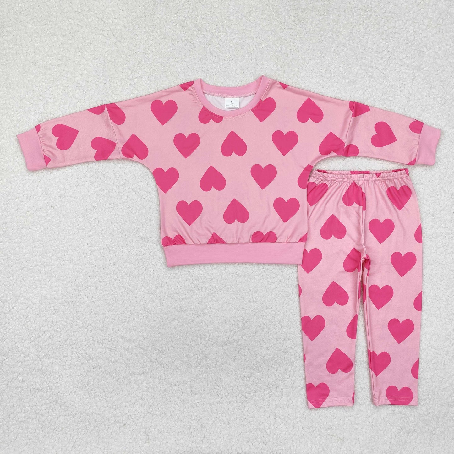 GLP2230 Heart Pink Print Girls Valentine's Day Clothes Set