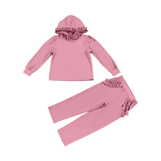 (Pre-order)GLP2305  Pink Hoodie Top Pockets Pants Girls Clothes Set