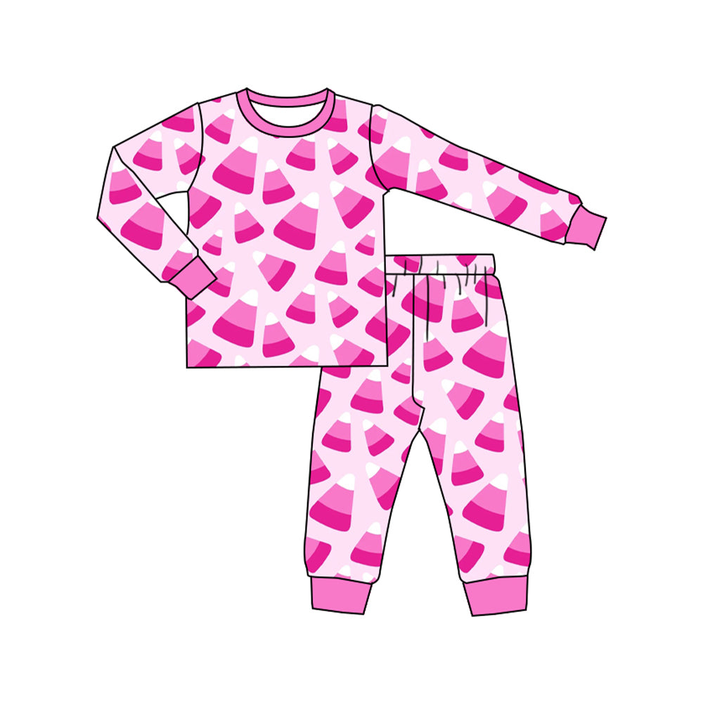 (Pre-order)GLP2335 Candy Pink Print Girls Halloween Pajamas Clothes Set