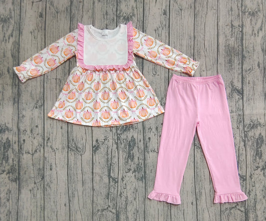 (Pre-order)GLP2427 Pumpkin Bows Tunic Top Pink Pants Girls Fall Clothes Set