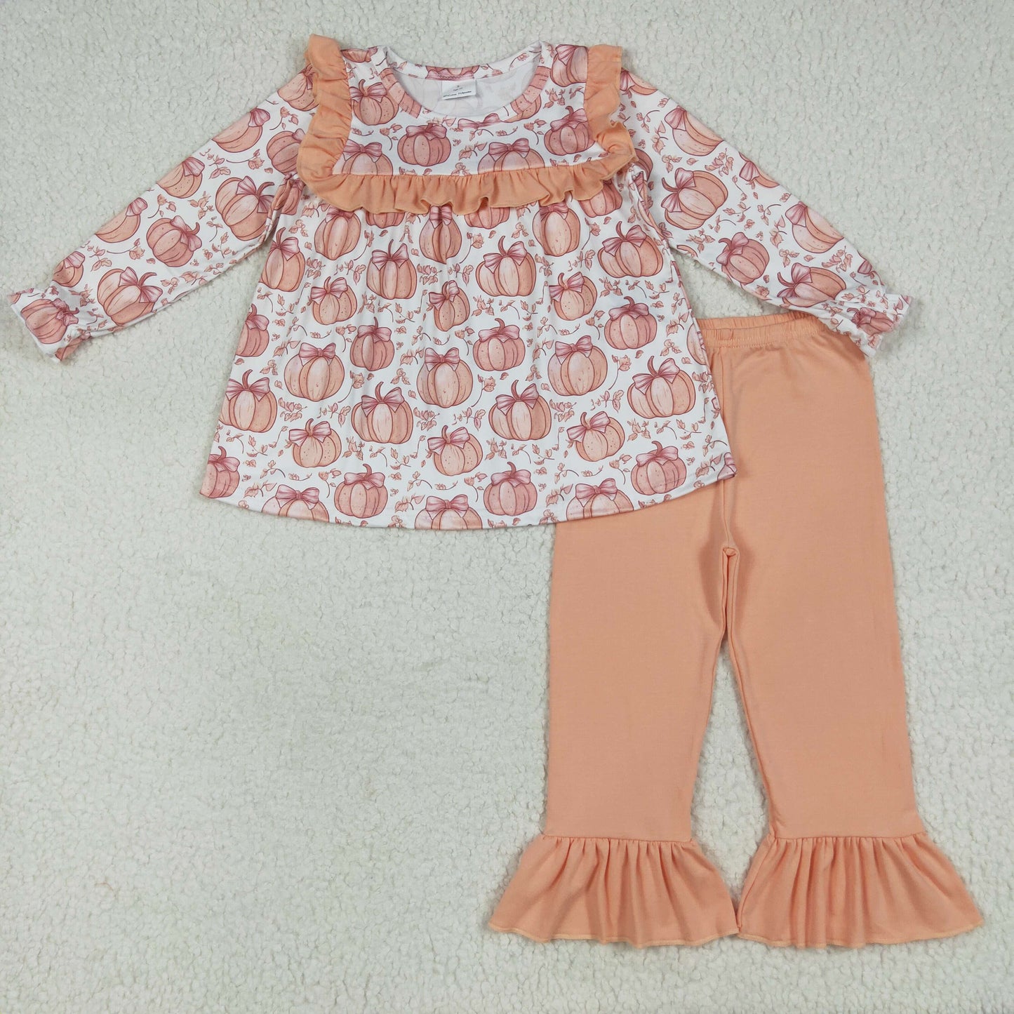 Pumpkin Bows Girls Fall Clothes Sisters Matching Wear