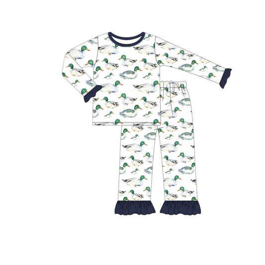 (Pre-order)GLP2483 Duck Print Girls Fall Pajamas Clothes Set
