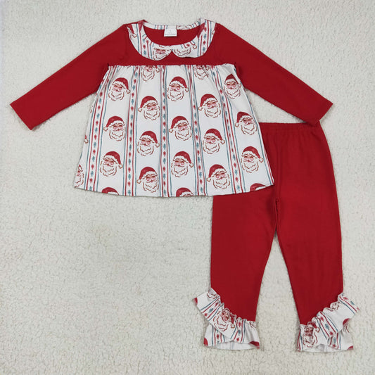 GLP2500 Santa Tunic Top Red Pants Girls Christmas Clothes Set