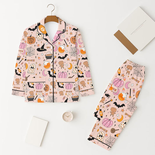(Pre-order)GLP2559 Pumpkin SPOOKY Candy Print Girls Halloween Pajamas Clothes Set
