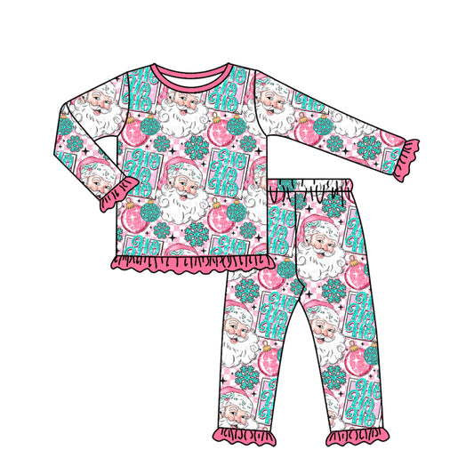 (Pre-order)GLP2562 HOHOHO Santa Print Girls Christmas Pajamas Clothes Set