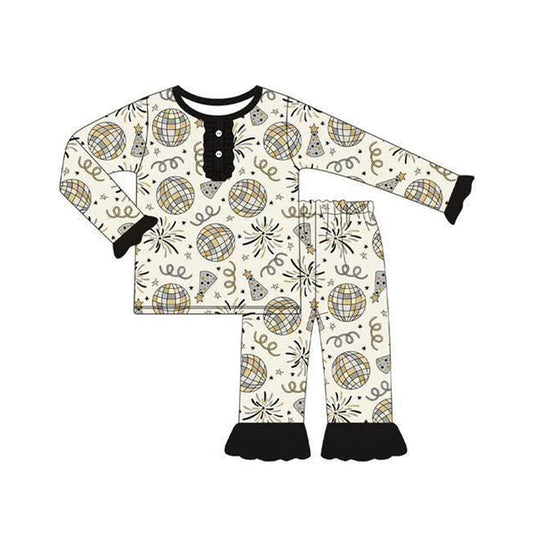 (Pre-order)GLP2563 Happy New Year Print Girls Pajamas Clothes Set