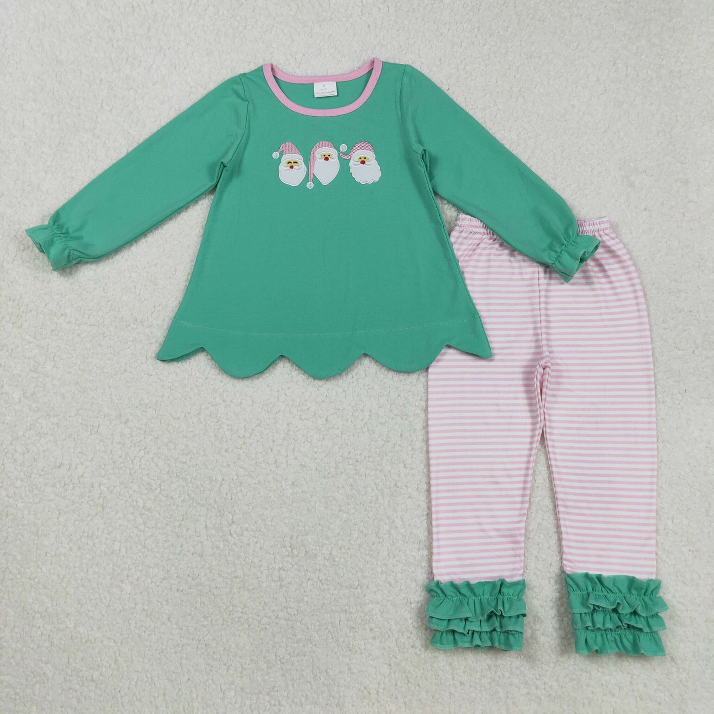 Santa Embroidery Kids Christmas Matching Clothes Sibling Wear