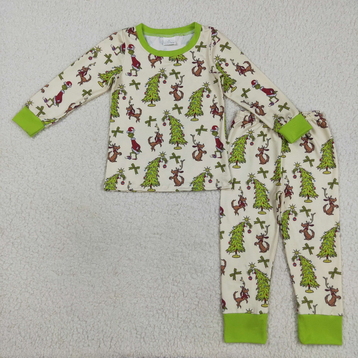 Green Frog Print Girls Christmas Pajamas Matching Clothes