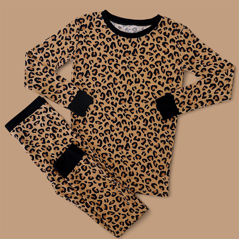 (Pre-order)GLP2638 Leopard Print Girls Fall Pajamas Clothes Set