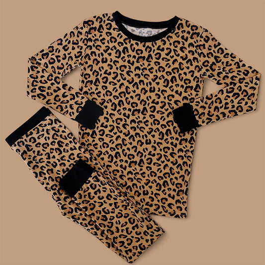 (Pre-order)GLP2638 Leopard Print Girls Fall Pajamas Clothes Set
