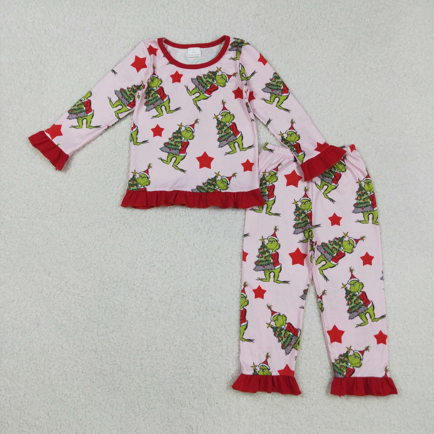 Green Frog Stars Print Girls Christmas Clothes Sisters Matching Wear