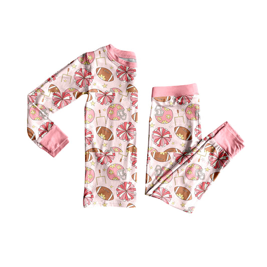 (Pre-order)GLP2713 Football Flowers Cheer Print Girls Fall Pajamas Clothes Set