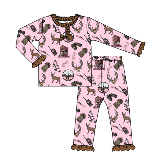 (Pre-order)GLP2741 Hunting Print Girls Fall Pajamas Clothes Set
