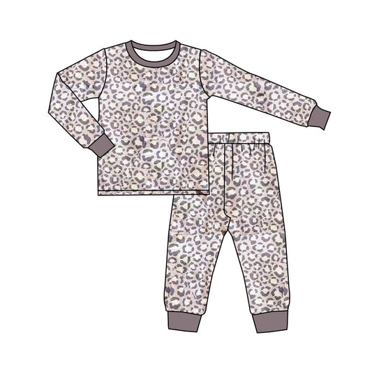 (Pre-order)BLP1243 Leopard Print Girls Fall Pajamas Clothes Set