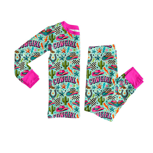 (Pre-order)GLP2745 COWGIRL Western Print Girls Fall Pajamas Clothes Set