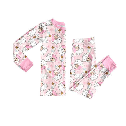 (Pre-order)GLP2751 Santa Cookie Print Girls Christmas Pajamas Clothes Set