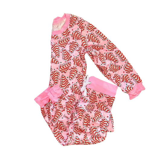 (Pre-order)GLP2757 Debbie Cake Pink Print Girls Christmas Pajamas Clothes Set